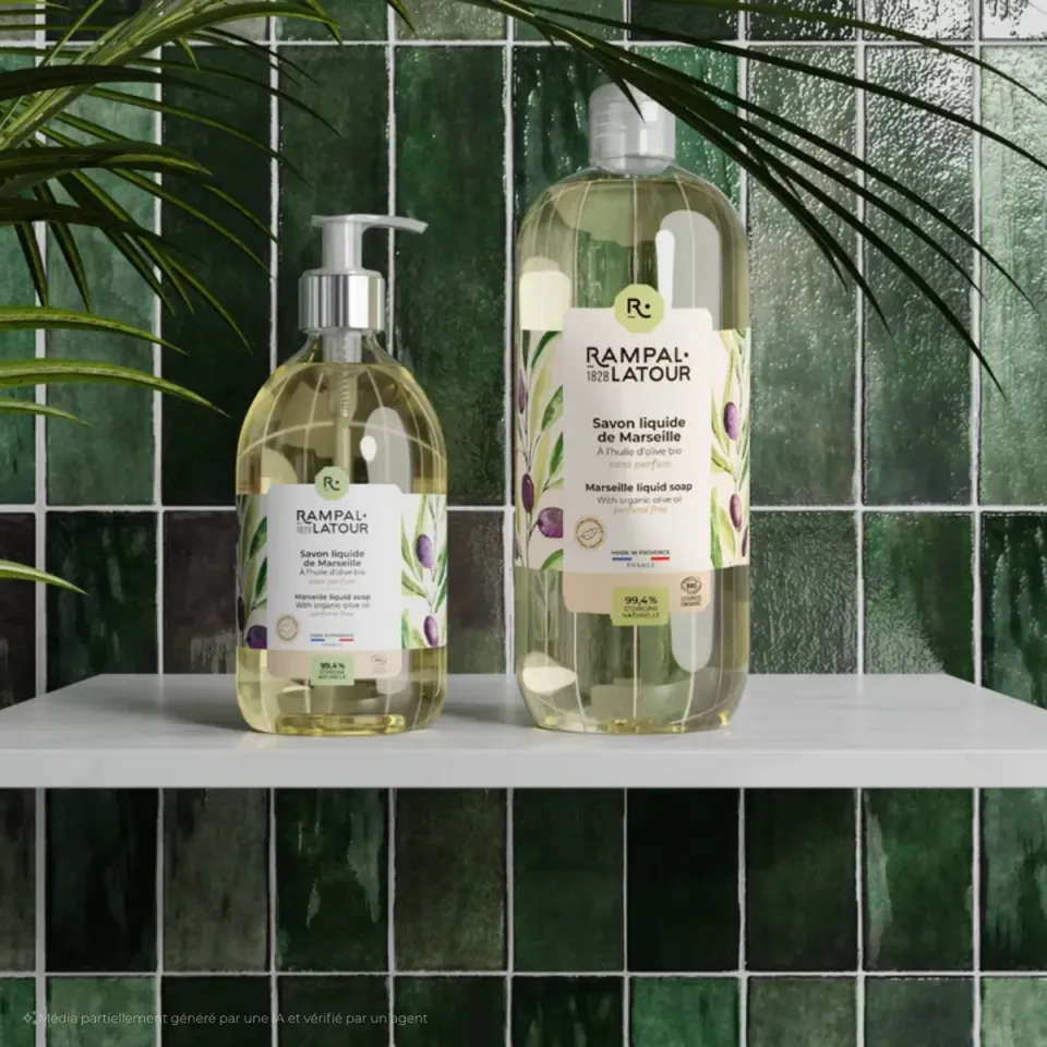 Rampal Latour Marseille vloeibare zeep set 500 ml + 1 l bio