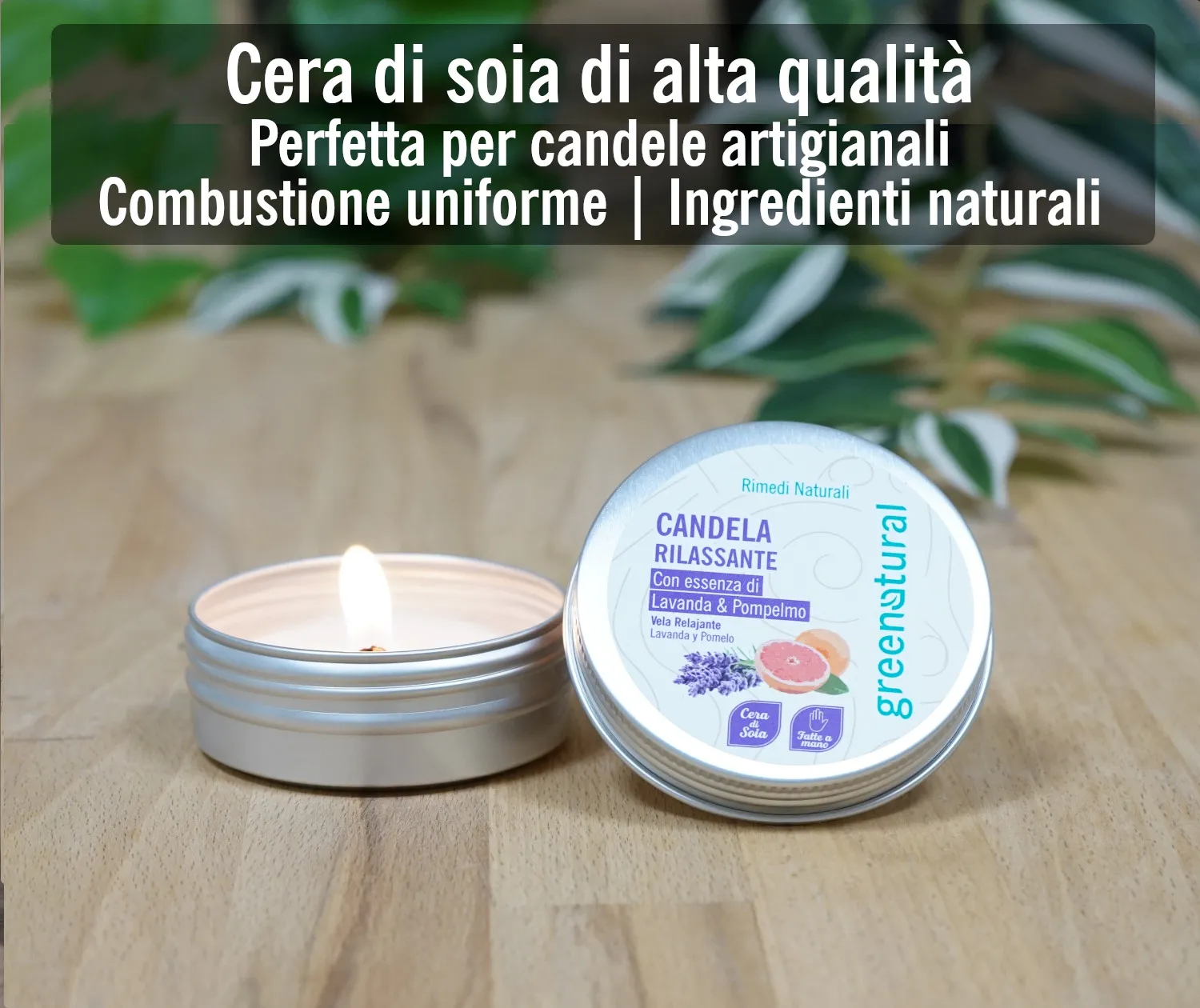 Greenatural Cera di Soia per Candele sojawas met katoenen lonten