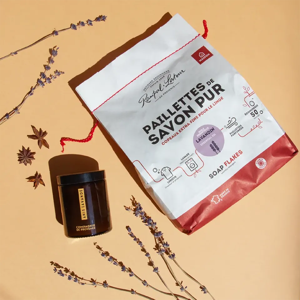 Rampal Latour Lavendel Geurkaars 150 g met Zeepvlokken 750 g