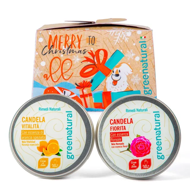 Greenatural Christmas Peggy kerstkaarsen set van 2 sojakaarsen