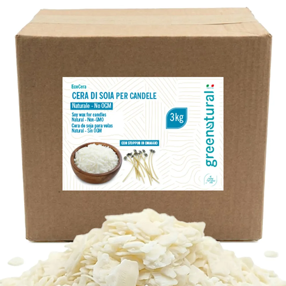 Greenatural Cera di Soia per Candele sojawas met katoenen lonten