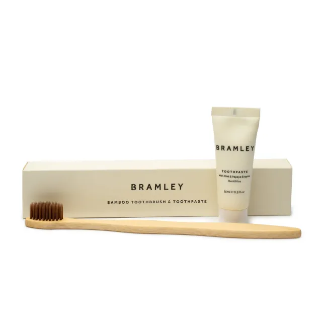 Bramley Bamboo tandenborstelset met tandpasta 15ml pepermunt