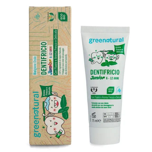 Greenatural Junior 6-12 kindertandpasta met fluoride milde munt